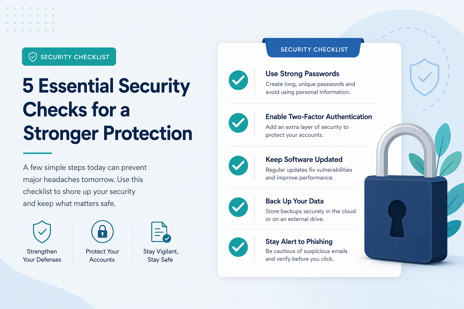 Checklist and padlock for code security Checklist and padlock for code security